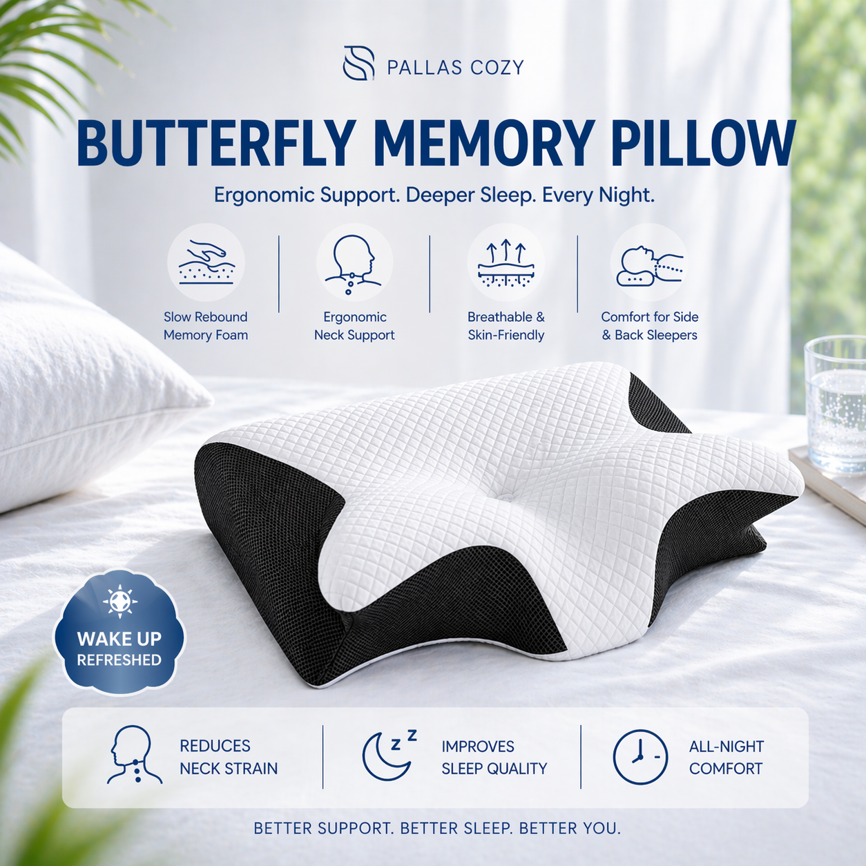 Butterfly Cervical Memory Foam Pillow