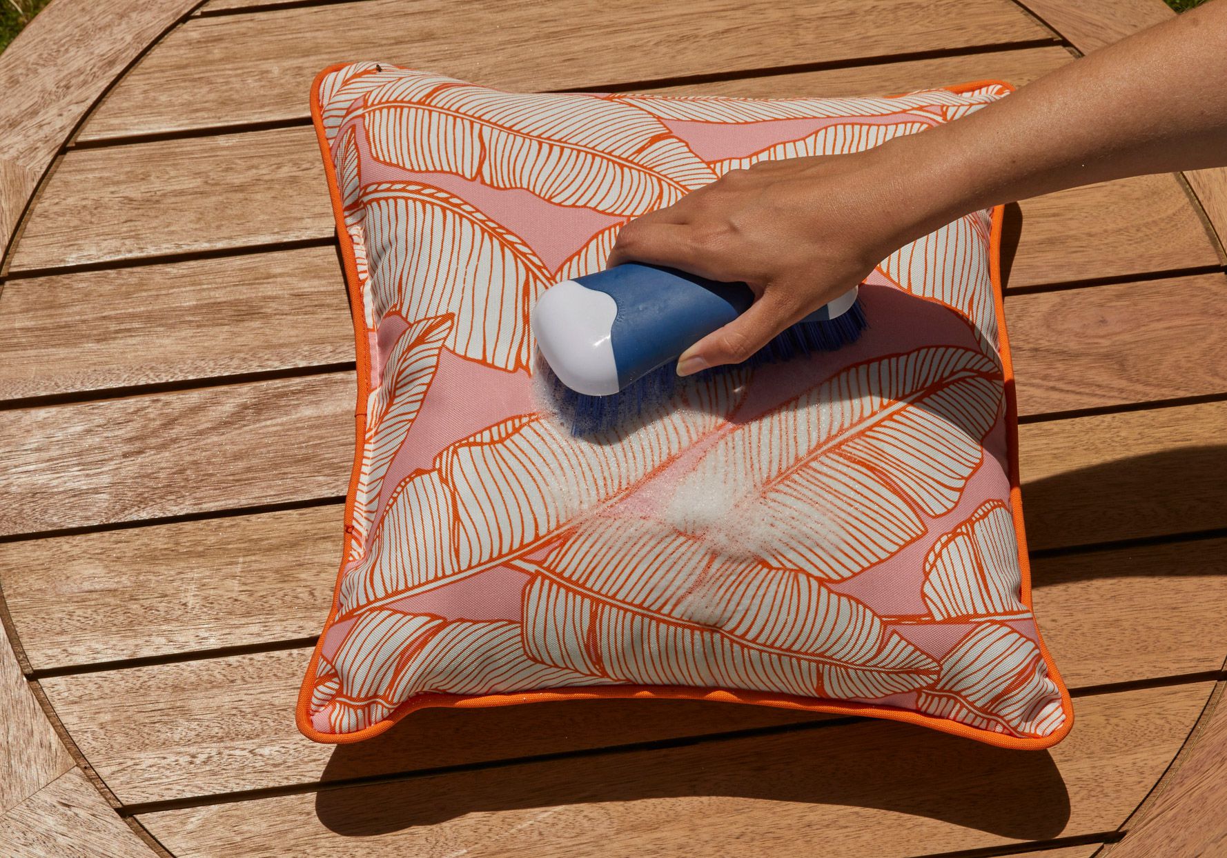 Outdoor pillows drying separately after cleaning