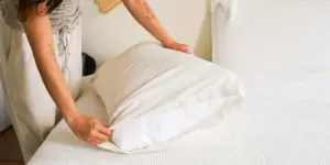 Pillow protector on a clean bed