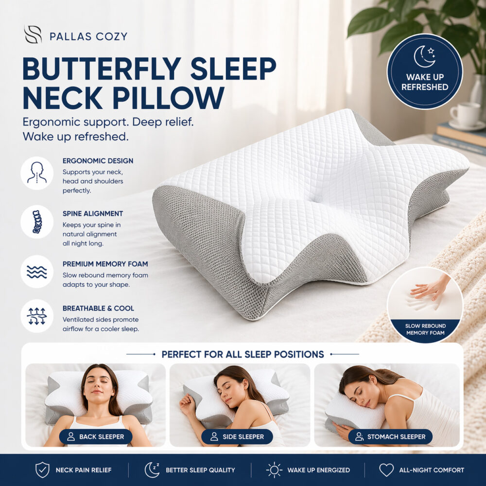 Butterfly Sleep Memory Neck Pillow