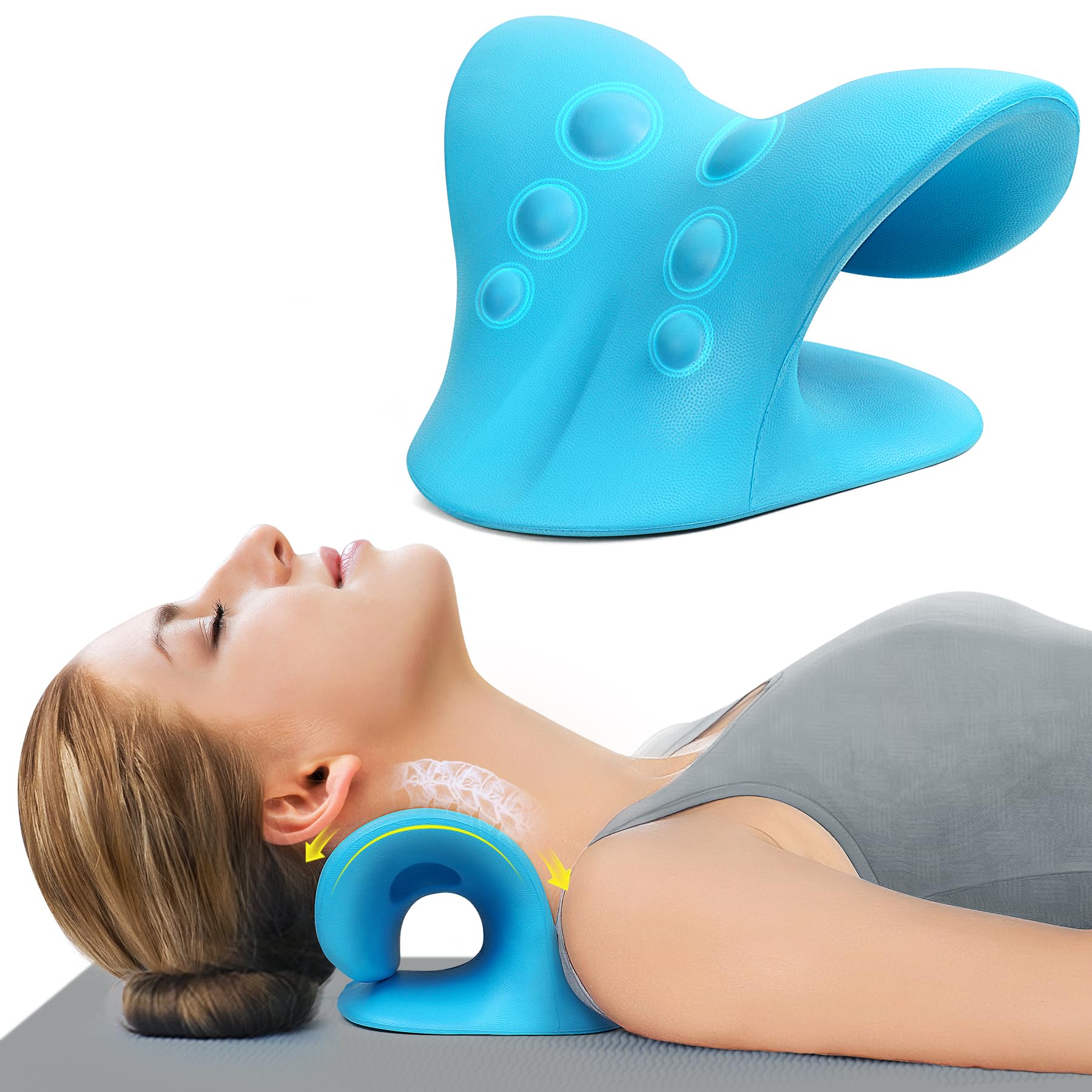 C-Shaped Orthopedic Pillow cradling head back hips and knees